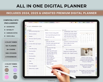 Digital Planner 2024 2025 Undated , iPad Planner, GoodNotes Planner, Daily Planner, Weekly Planner, Monthly Planner, Undated Planner, Ipad