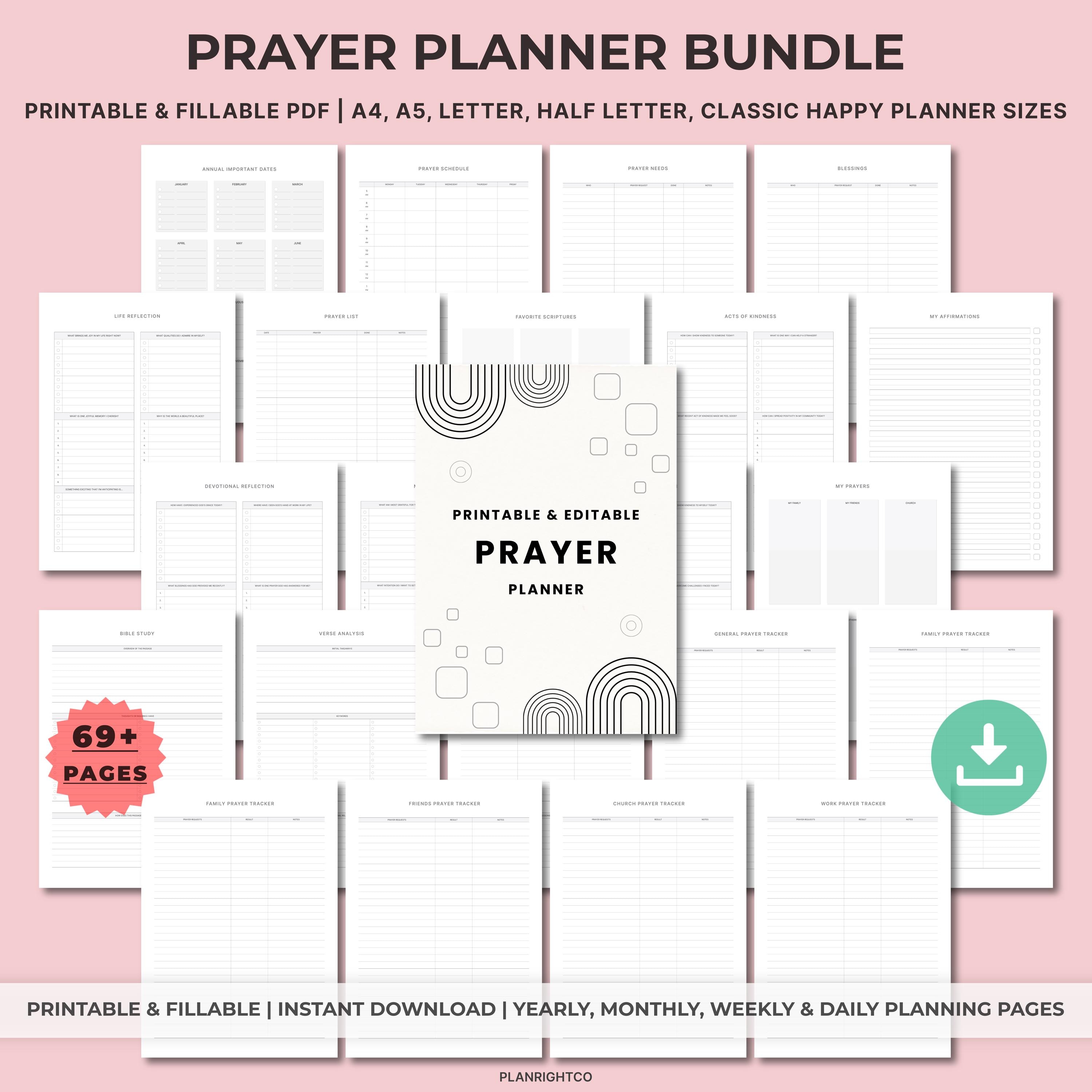 Prayer Planner Printable | Bible Study Journal, Scripture Notes, Daily ...