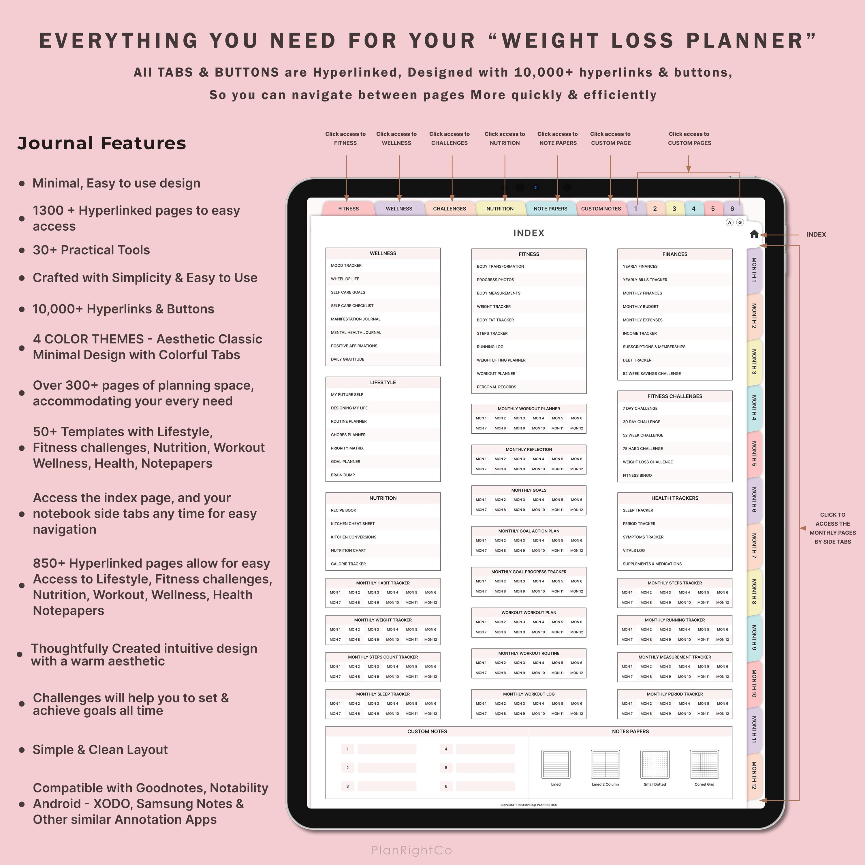 Digital Weight Loss Journal, Digital Fitness Planner Template, Workout ...