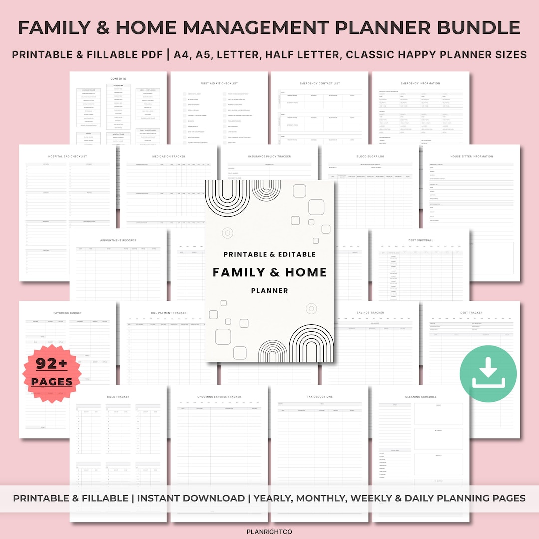 Printable Home Management Binder | Family Organizer, Cleaning Schedule ...