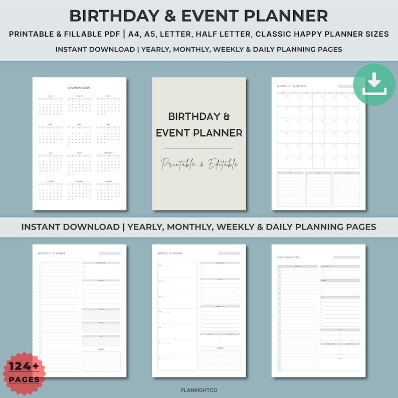 Birthday Event Planner Printable | Party Checklist Guest List Budget ...