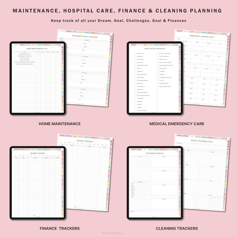 Digital Household Planner, Family Planner, Family Calendar, Family