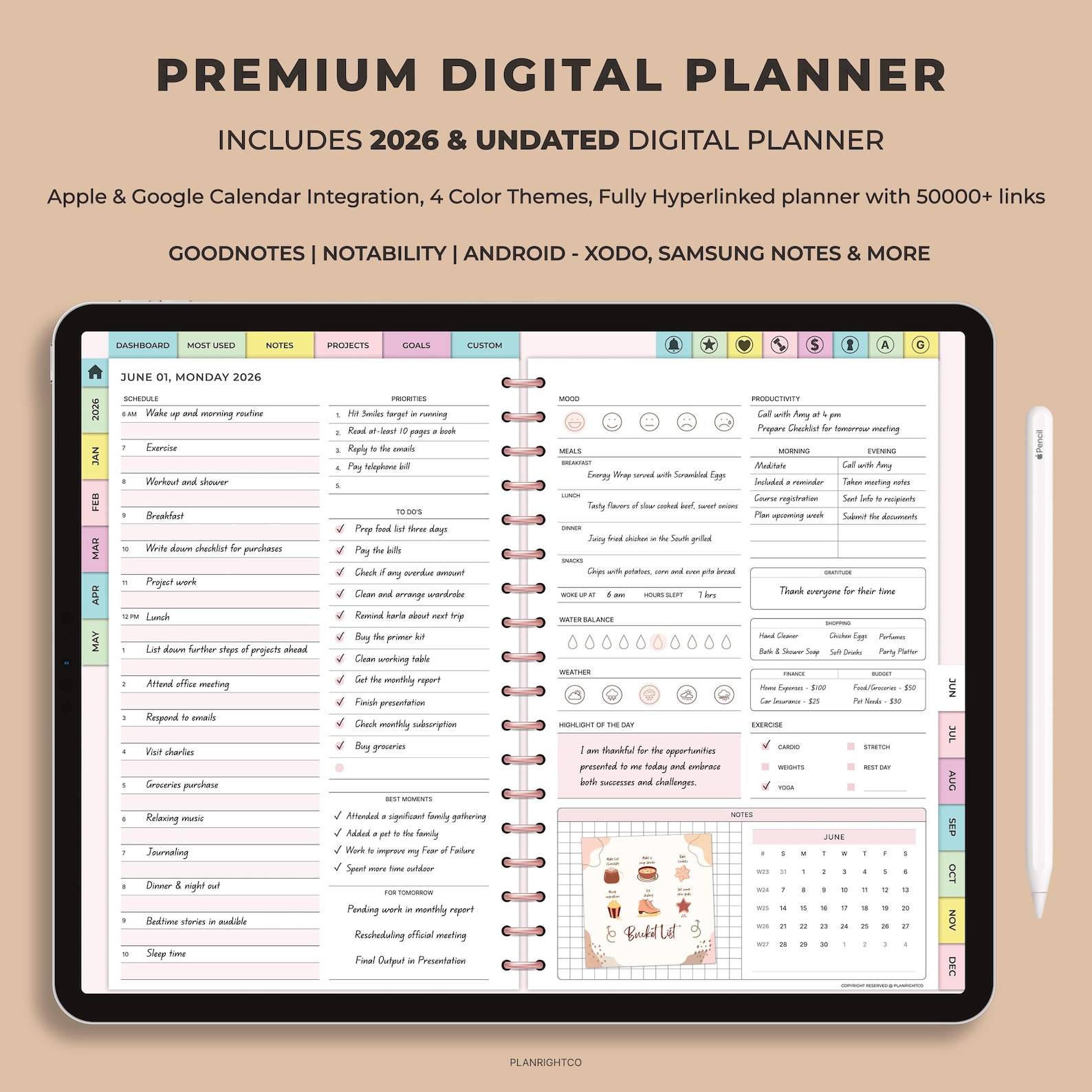 All-in-one 2026 Digital Planner | Hyperlinked Goodnotes iPad Daily ...