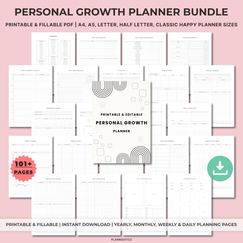 Printable Personal Growth Planner | Self-improvement, Mindset Journal ...