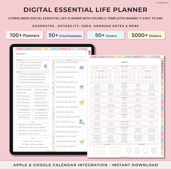 Digital Life Planner, Ultimate Life Planner Google, All in One Life Planner, Digital Life Planner, ADHD Life Planner, Habits Ipad Planner