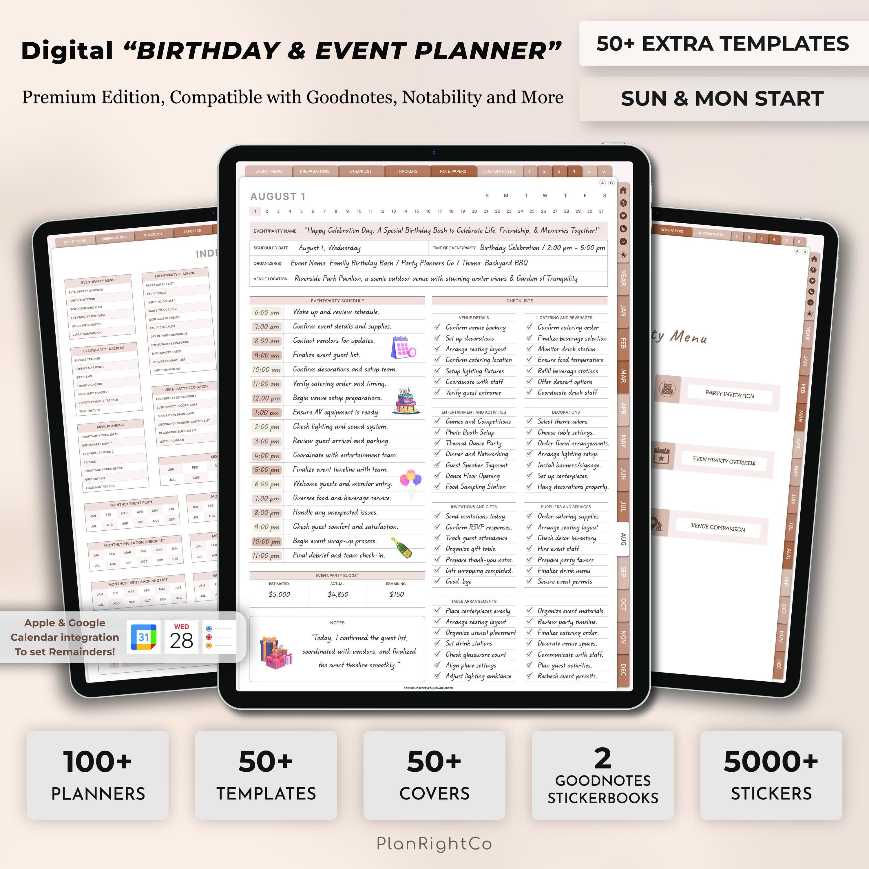 Digital Event Planner, Event Planning Template, Digital Event Planning ...