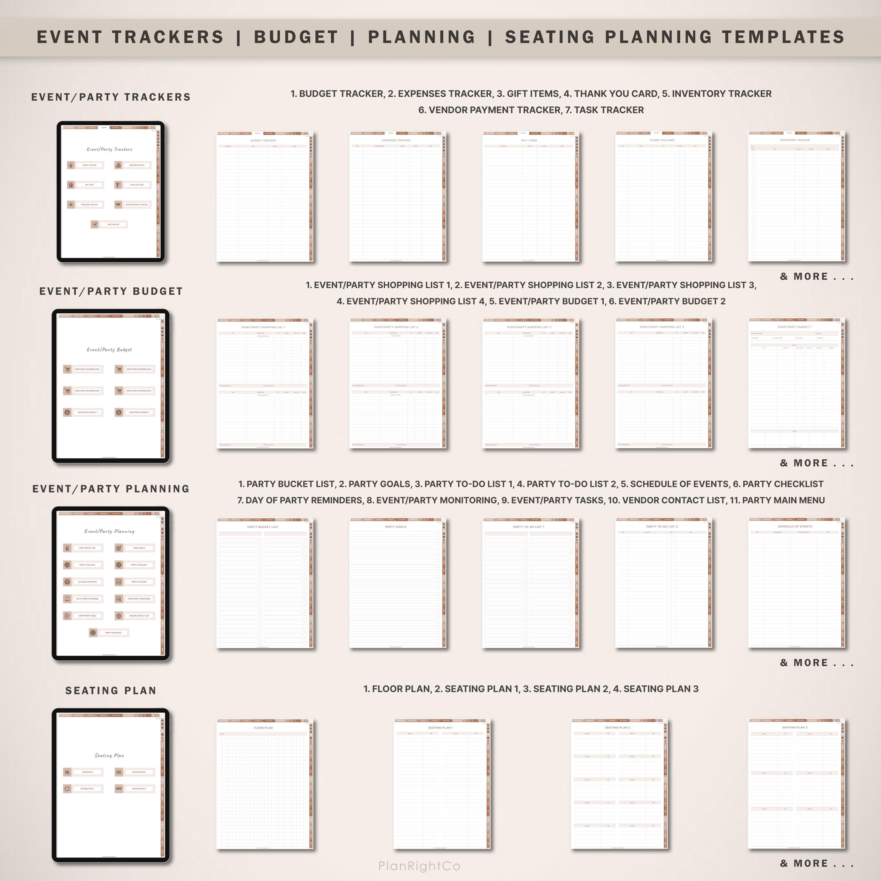 Digital Event Planner, Event Planning Template, Digital Event Planning ...
