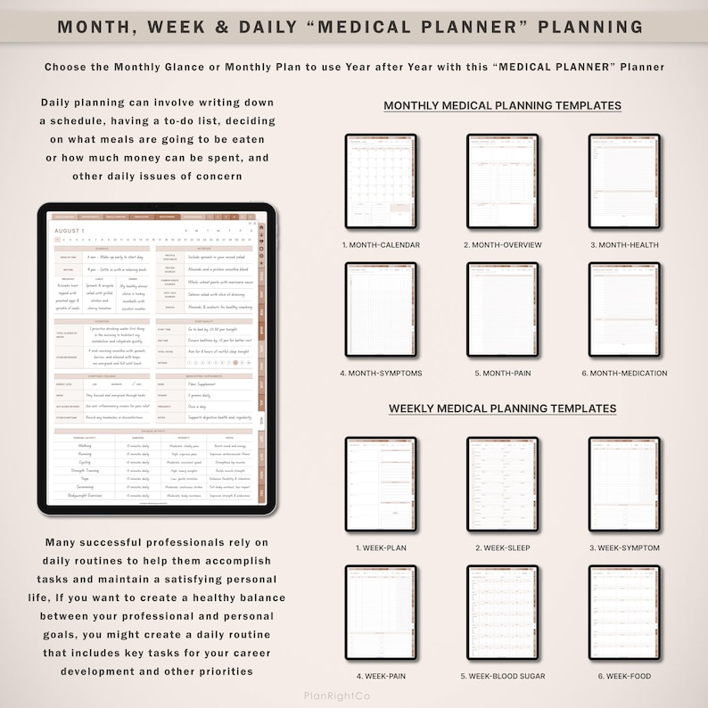 Pianificatore medico digitale, pianificazione medica, pianificatore Goodnotes per iPad, registro medico, registro sanitario, pianificatore sanitario, monitoraggio dei farmaci, benessere immagine 4