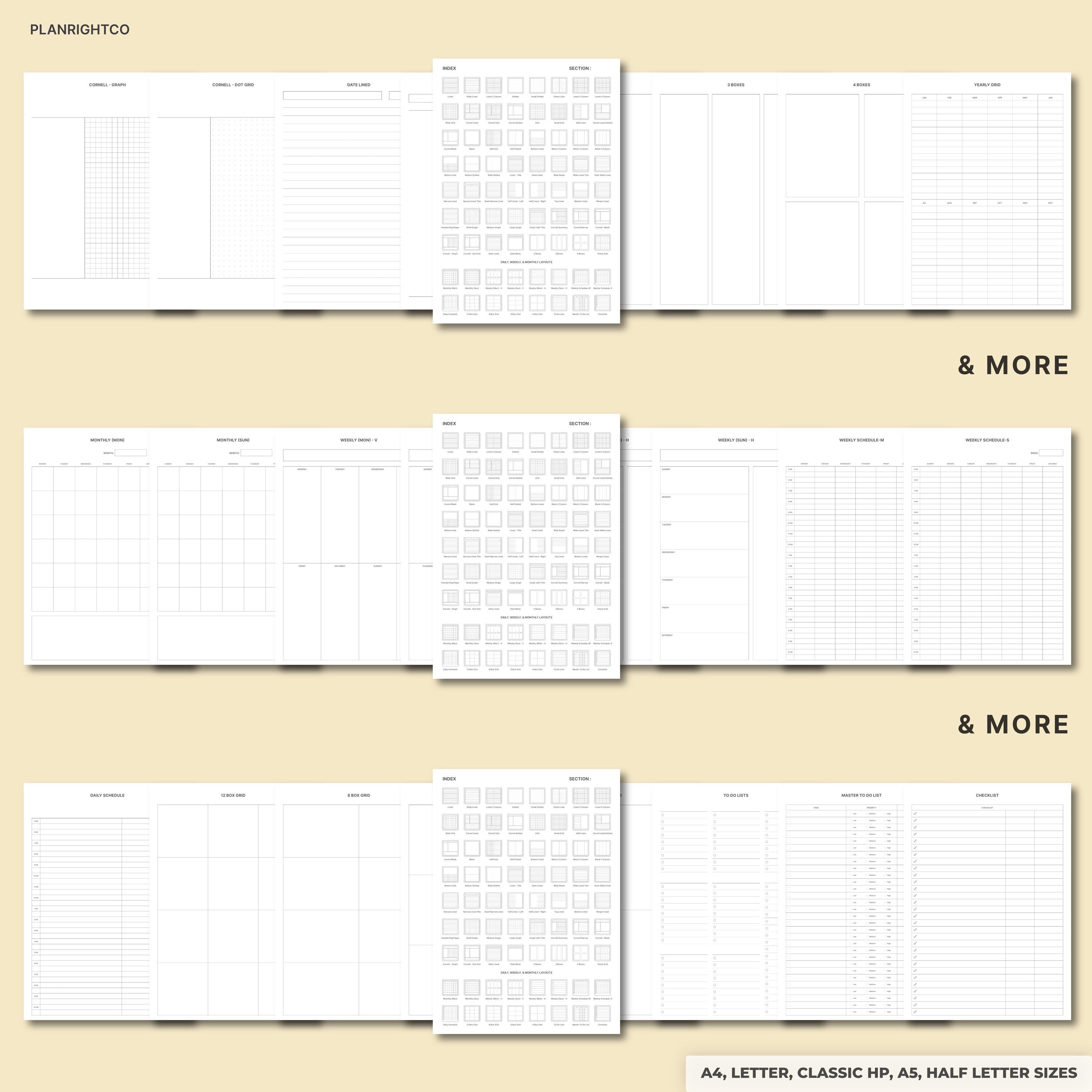 Ultimate Printable Paper Bundle | Lined Dot Grid Graph Notebook Pages ...