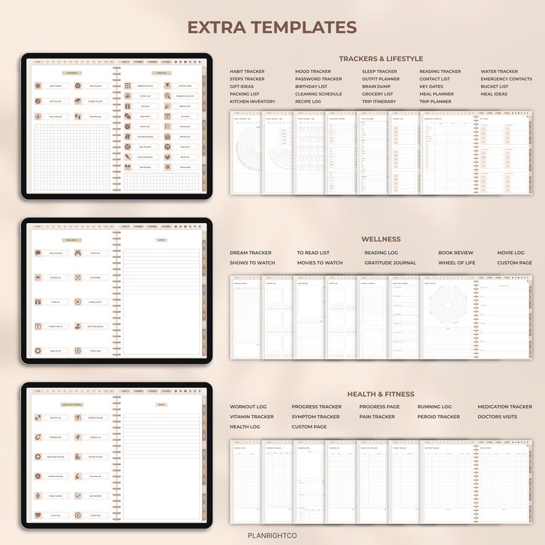 Digitaler Planer, iPad-Planer, Goodnotes-Planer, Tages, Wochen, Monatsplaner, Bekanntheitsplaner, digitaler Planer 2024 2025 undatiertes iPad Bild 7