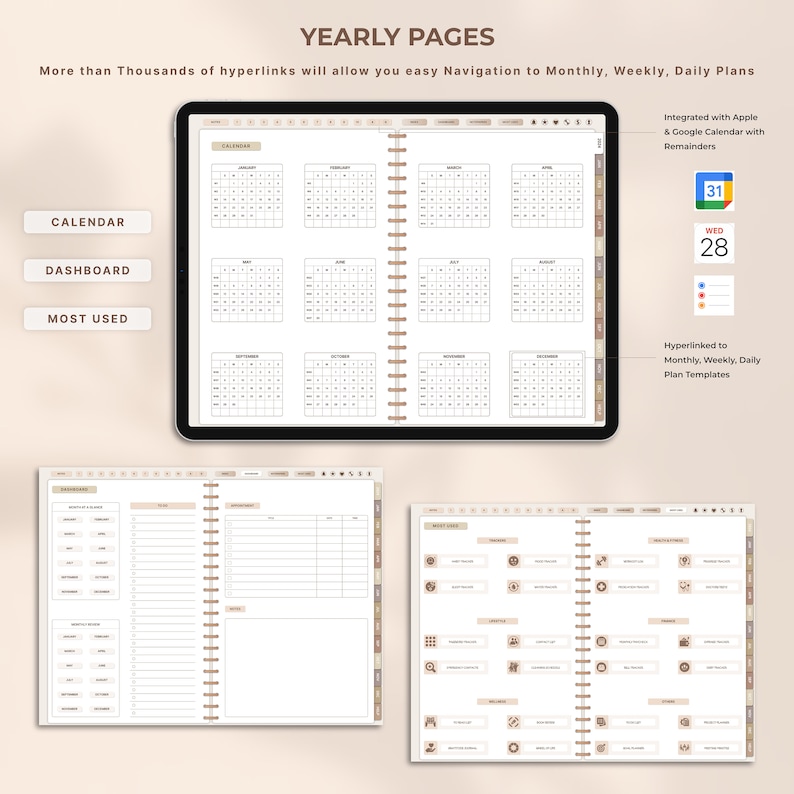 Digital planner, iPad planner, goodnotes planner, daily, weekly, monthly planner, notability planner, digital planner 2024 2025 undated iPad image 3