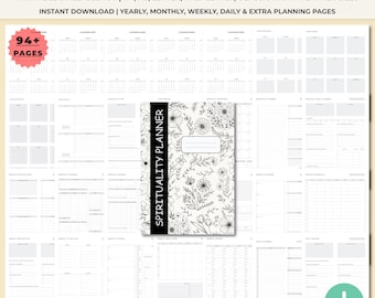 Printable Spirituality Planner & Journal | Undated Manifestation Tarot Tracker | Shadow Work | Chakra Meditation Workbook A4 A5 Letter