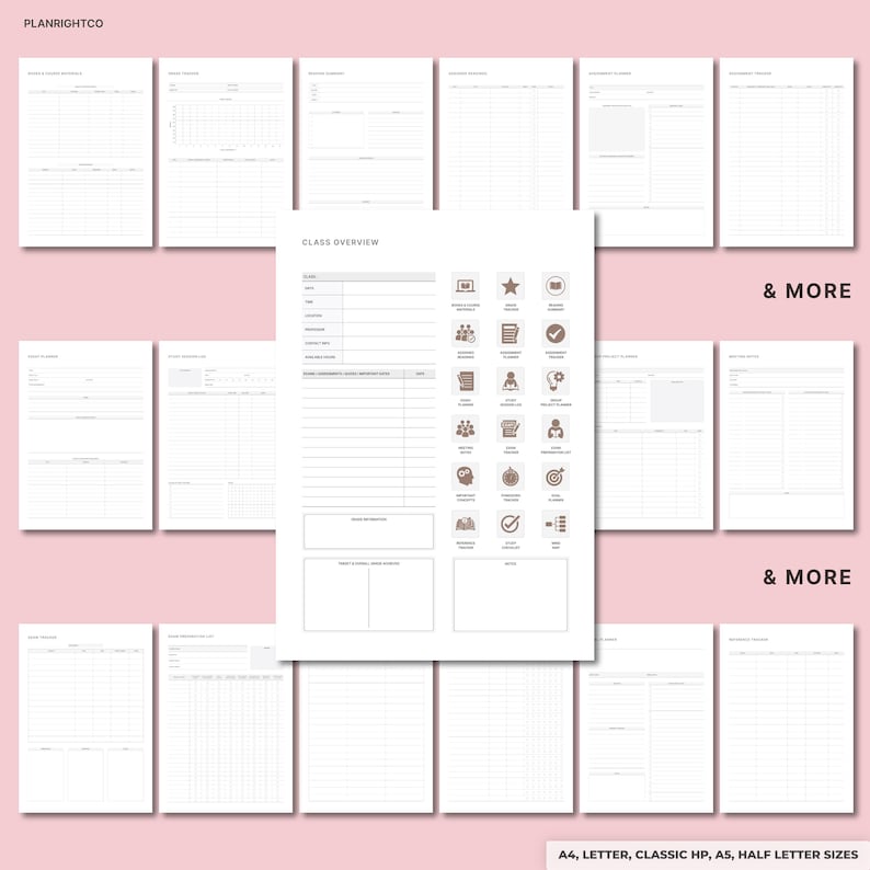 Printable Student Planner | Study & Assignment Tracker | Academic ...