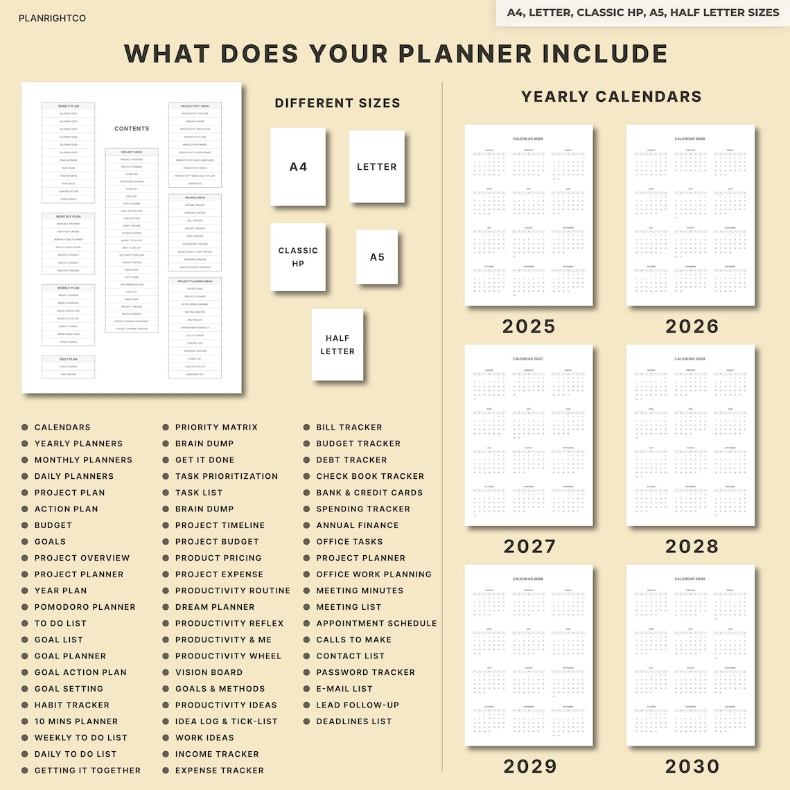 Printable Project Planner Bundle | Undated Project Management Tracker ...
