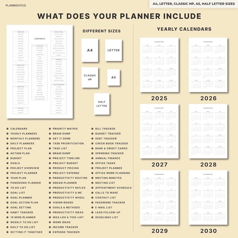 Printable Project Planner Bundle | Undated Project Management Tracker ...