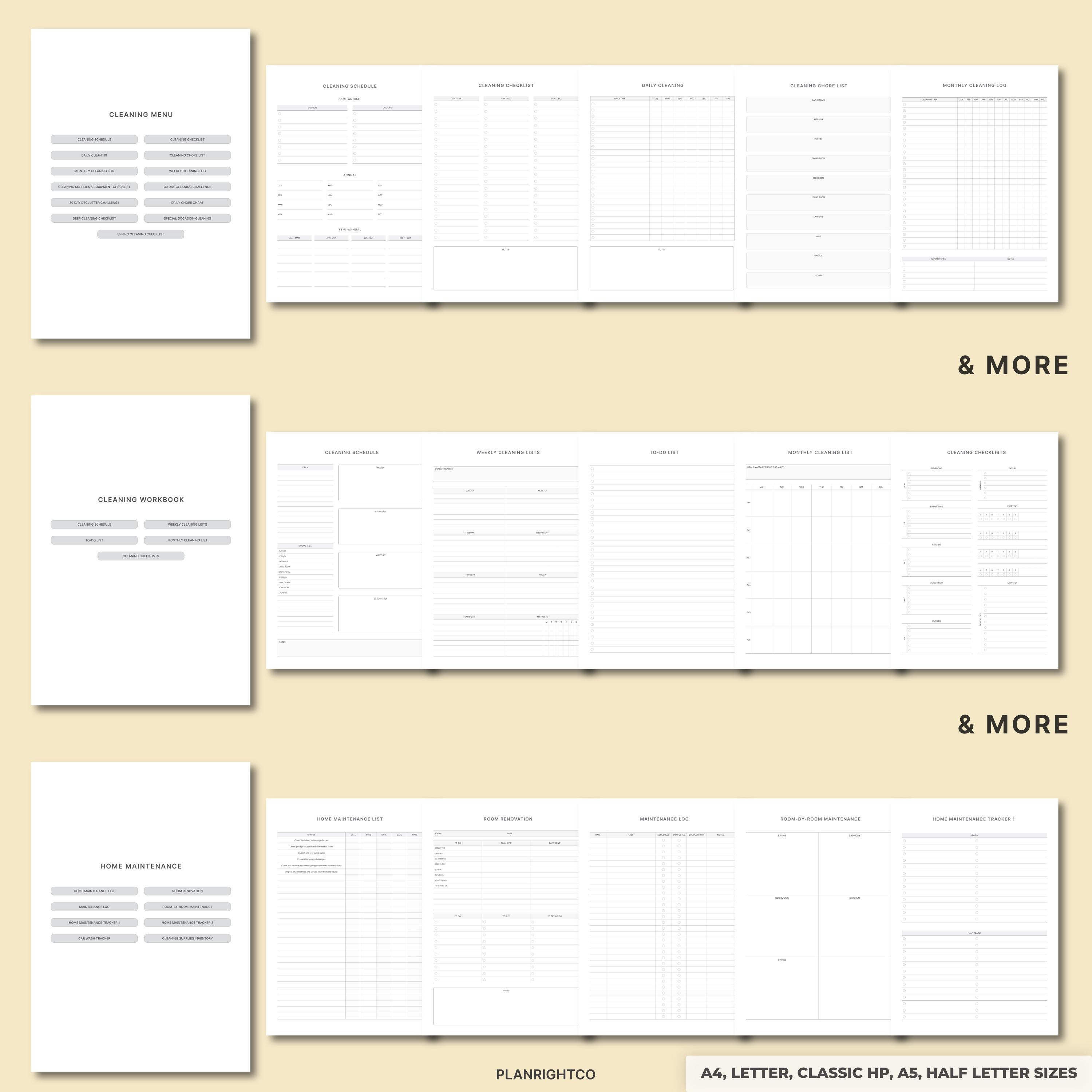 Printable ADHD Cleaning Planner Bundle | Undated Weekly Monthly ...