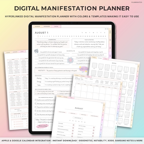 Manifestation Journal, Digital Manifestation Journal, Law of Attraction Journal, Gratitude, Shadow Work, Vision Board, Mindfulness journal
