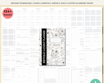 Pacchetto di pianificatori di eventi stampabili / Lista di controllo e budget per la pianificazione di feste di compleanno non datate / Organizzatore della lista degli invitati in formato A4 A5 / Decorazioni per feste