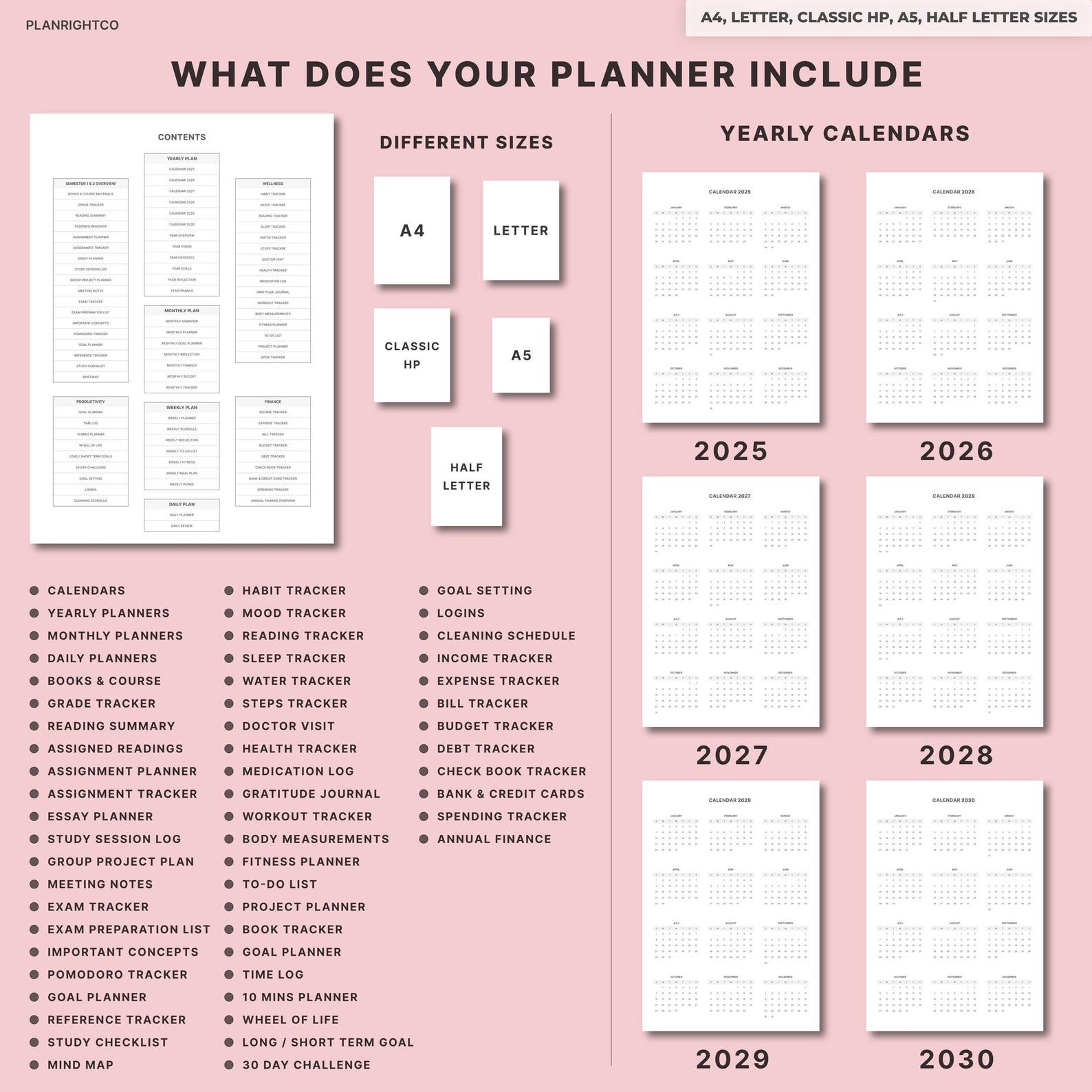 Printable Student Planner | Study & Assignment Tracker | Academic ...