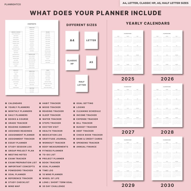 Printable Student Planner | Study & Assignment Tracker | Academic ...
