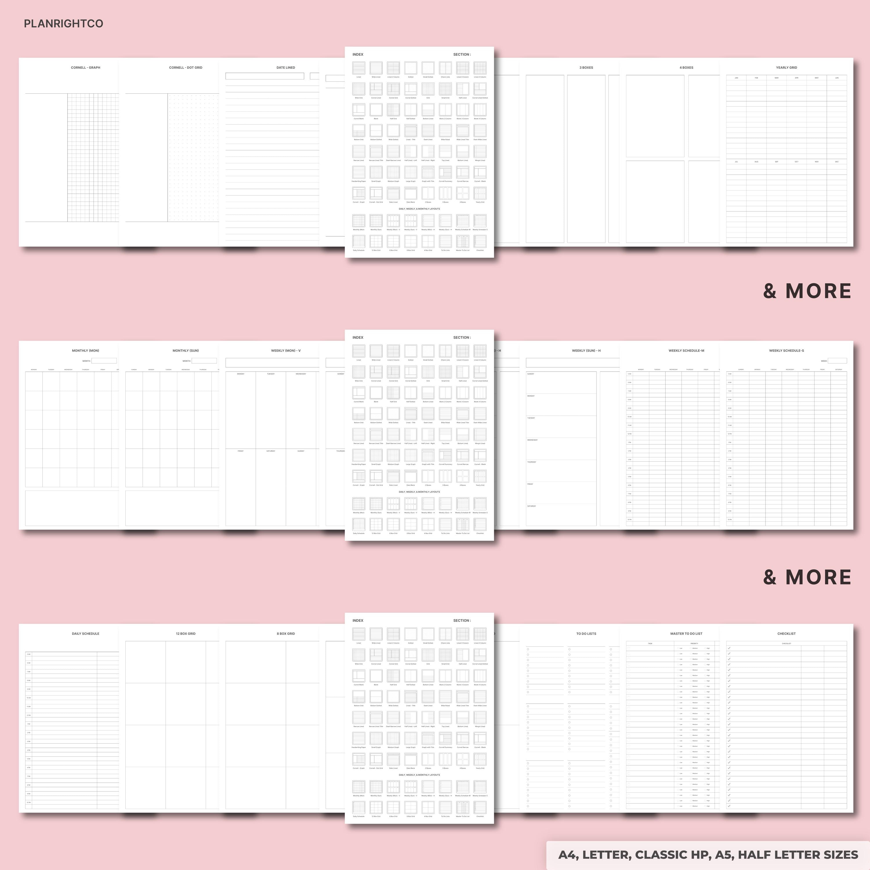 Printable Notebook Paper Bundle | Lined, Grid, Dot Grid, Graph & Ruled ...