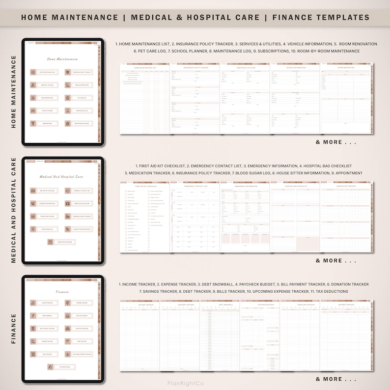 Digital Family Planner, Family Calendar, Family Chore List, Household