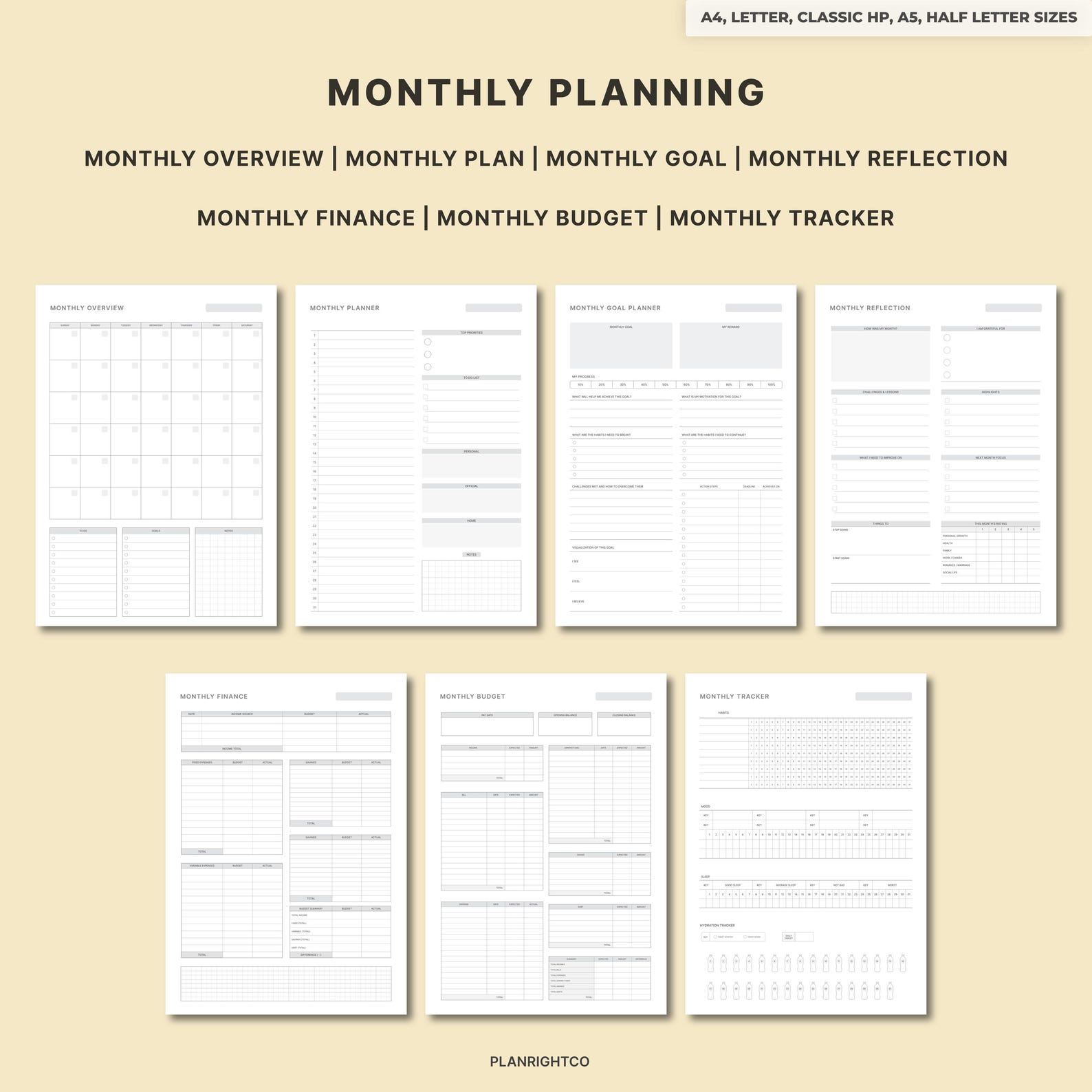 Printable Essential Life Planner Bundle | Undated All in One Home ...