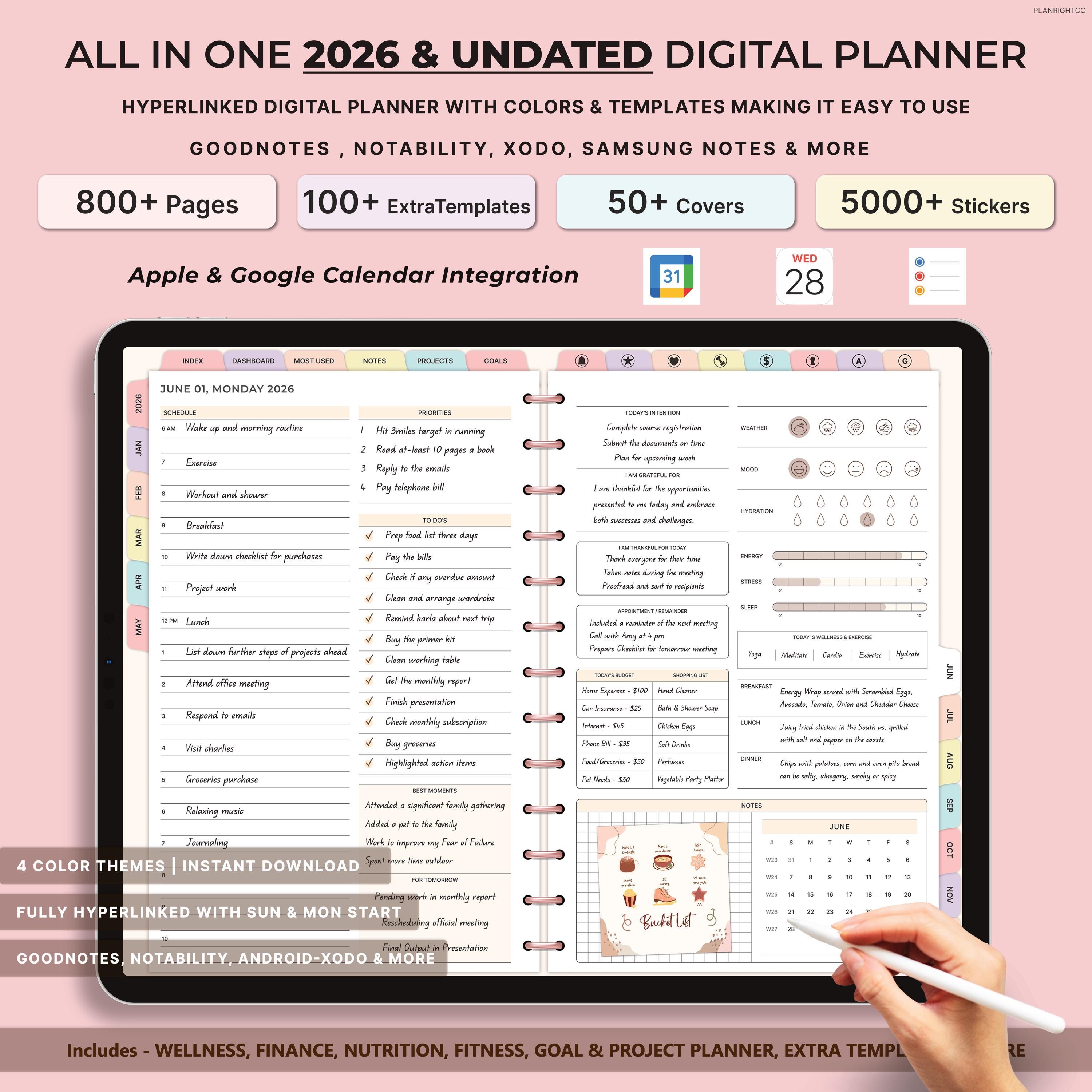 2026 All-in-one Digital Planner | Hyperlinked iPad Planner | Undated ...