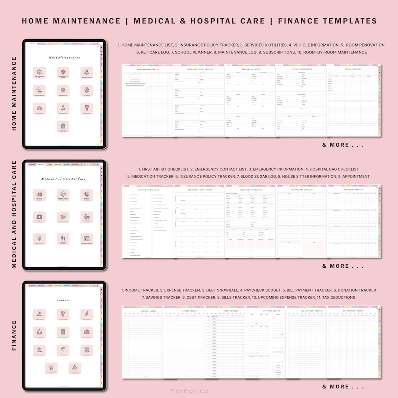 Digital Household Planner, Family Planner, Family Calendar, Family