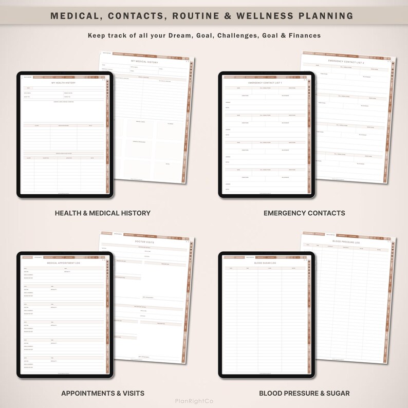 Pianificatore medico digitale, pianificazione medica, pianificatore Goodnotes per iPad, registro medico, registro sanitario, pianificatore sanitario, monitoraggio dei farmaci, benessere immagine 7