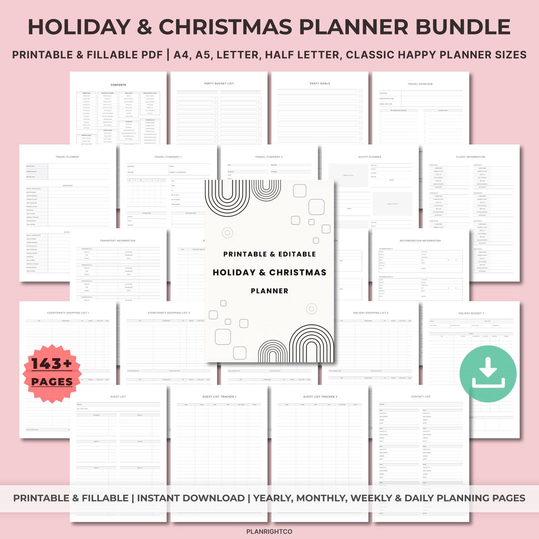 Christmas Planner Printable | Holiday Organizer, Gift List, Budget ...