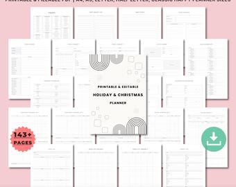 Christmas Planner Printable | Holiday Organizer, Gift List, Budget Tracker, Xmas Checklist, Party Plan, Menu & To-Do List, Christmas Binder