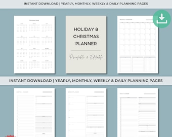Holiday Christmas Planner Printable | Christmas Checklist Gift Budget Tracker | Xmas Party Organizer Family Holiday Binder A4 A5 PDF Bundle