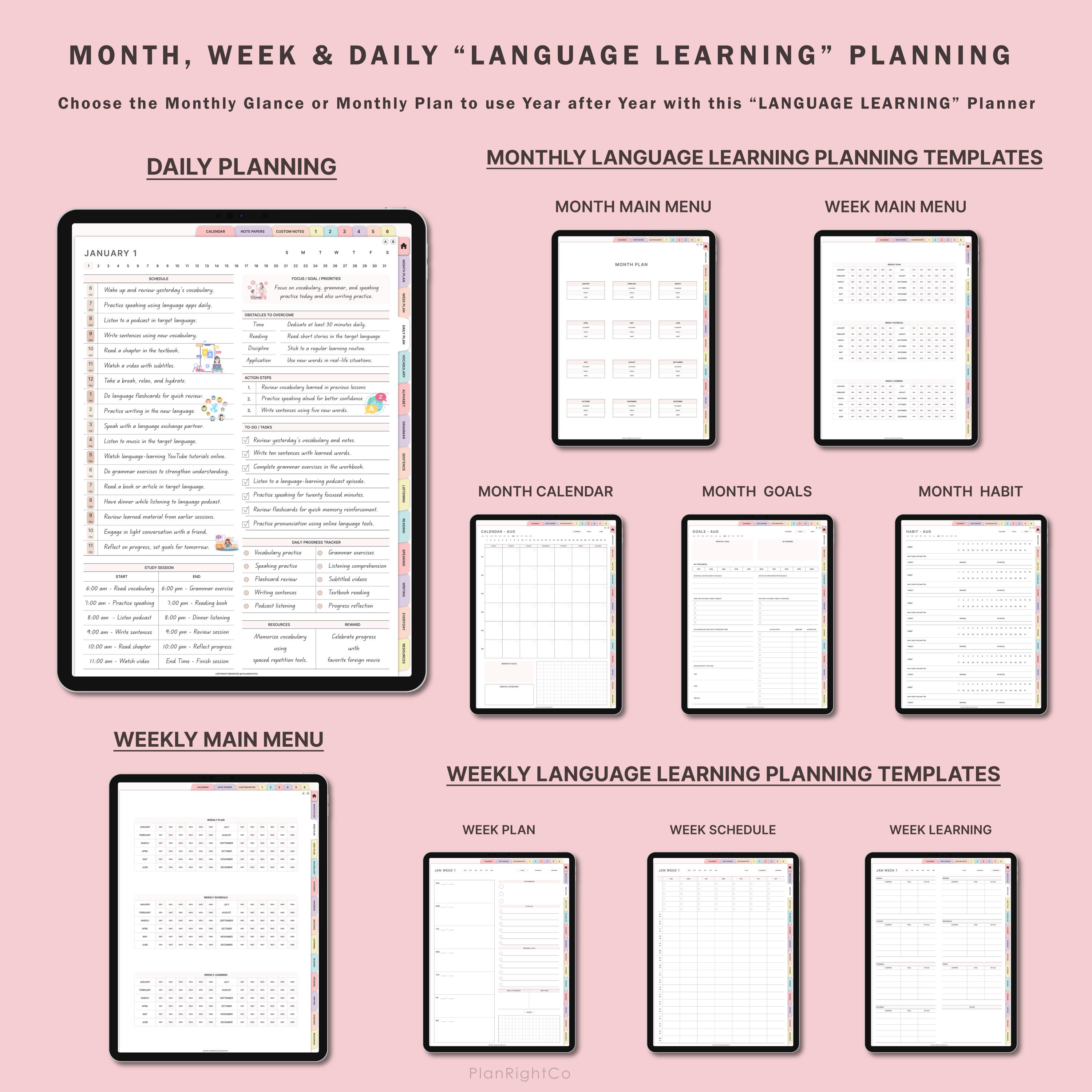 Vocabulary Workbook, Digital Language Learning Planner, iPad Language ...