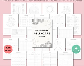 Printable Self-Care Planner | Self-Love & Wellness Journal | Mood, Habit, Gratitude Trackers | Mental Health | A4 A5 Letter Inserts