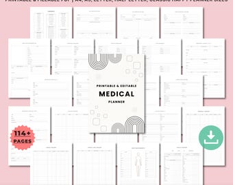 Medical Planner & Health Binder Printable, Medical Log, Symptom | Medication Tracker, Doctor Visit Notes, Chronic Illness Organizer A4 A5