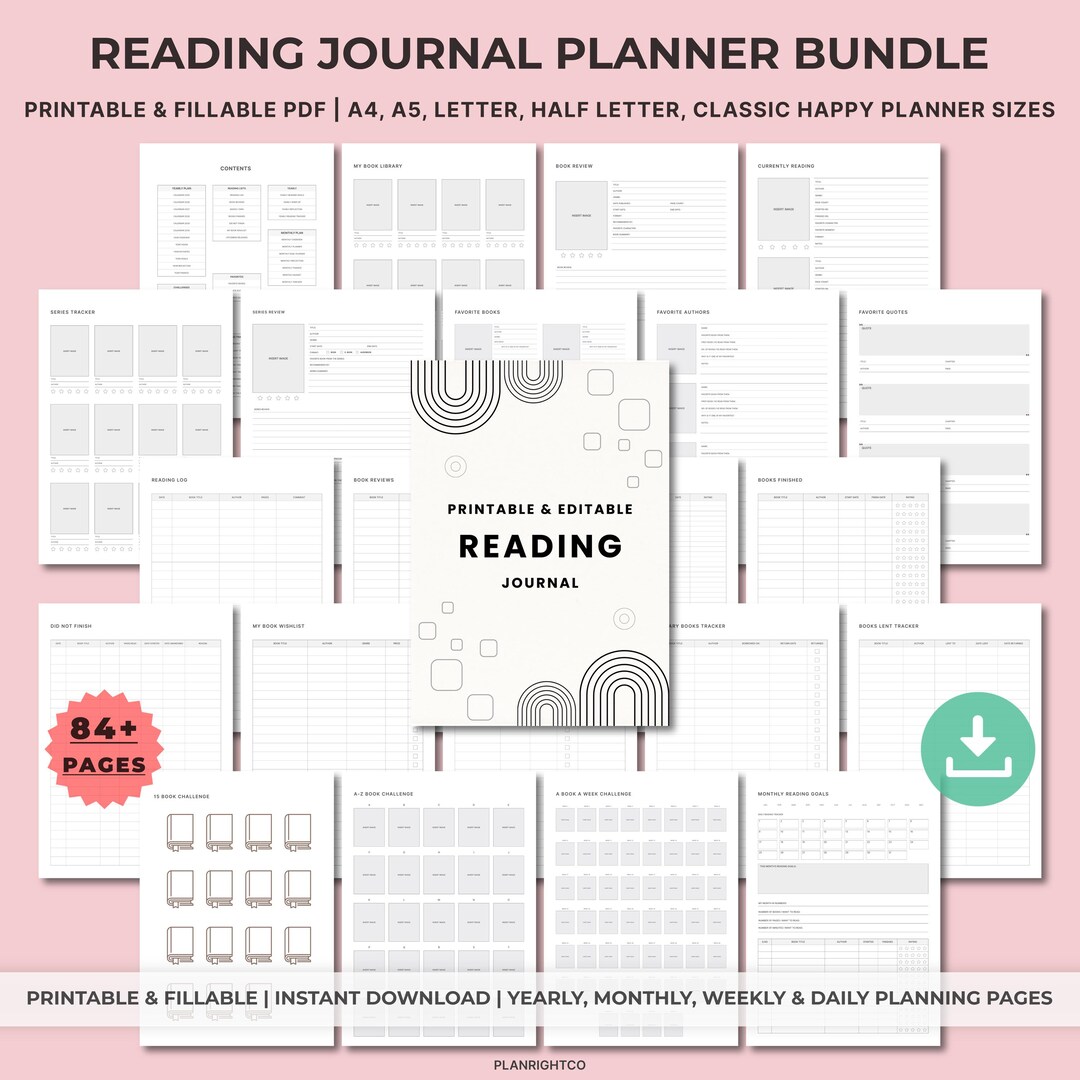 Printable Reading Journal | Book Tracker & Review Pages | Reading ...