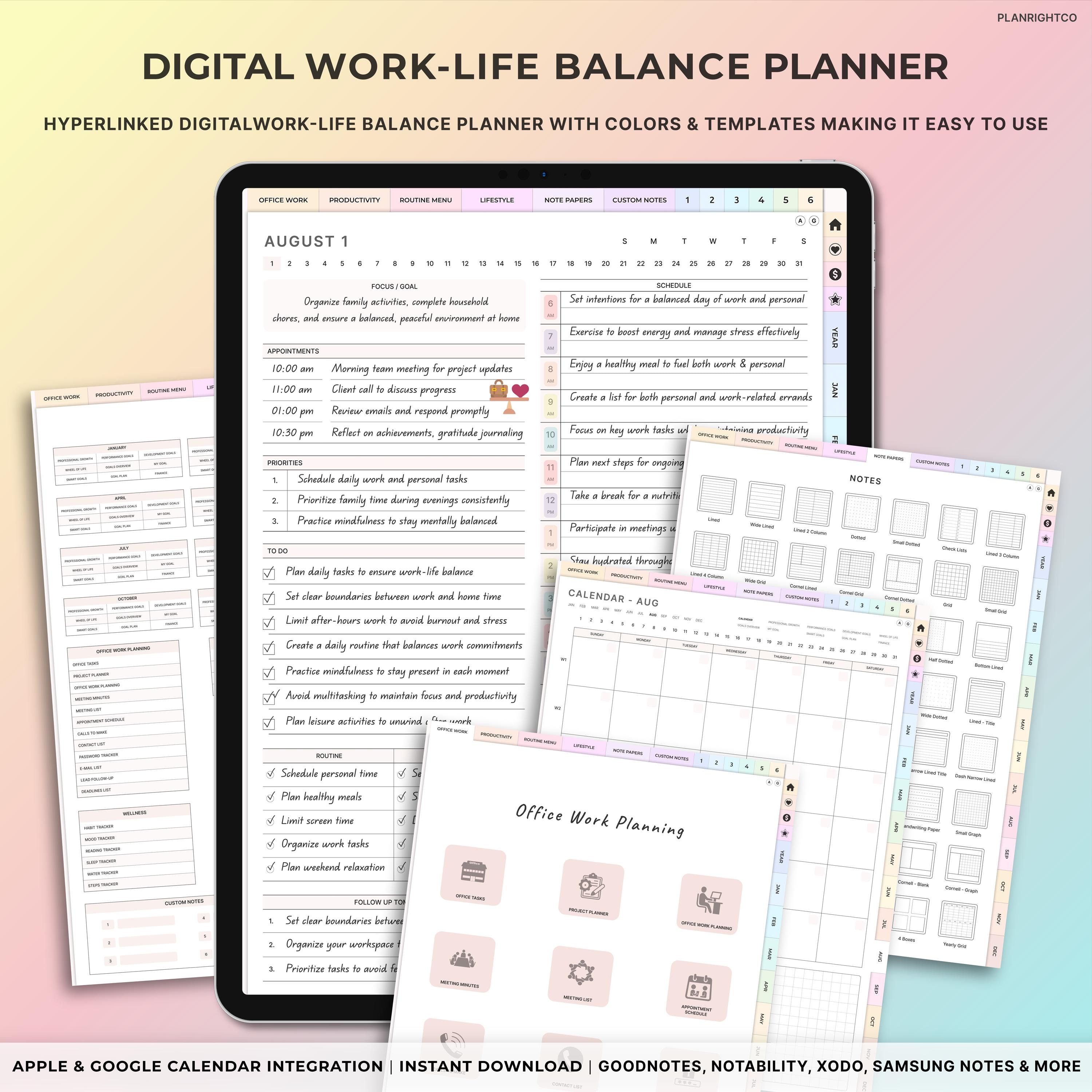 Digital Work-life Balance Planner, Personal & Work, Office Task Planner ...