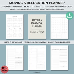 Moving Relocation Planner Printable | Moving Checklist Packing Budget Tracker | New Home Cleaning Labels Garage Sale Move Binder A4 A5