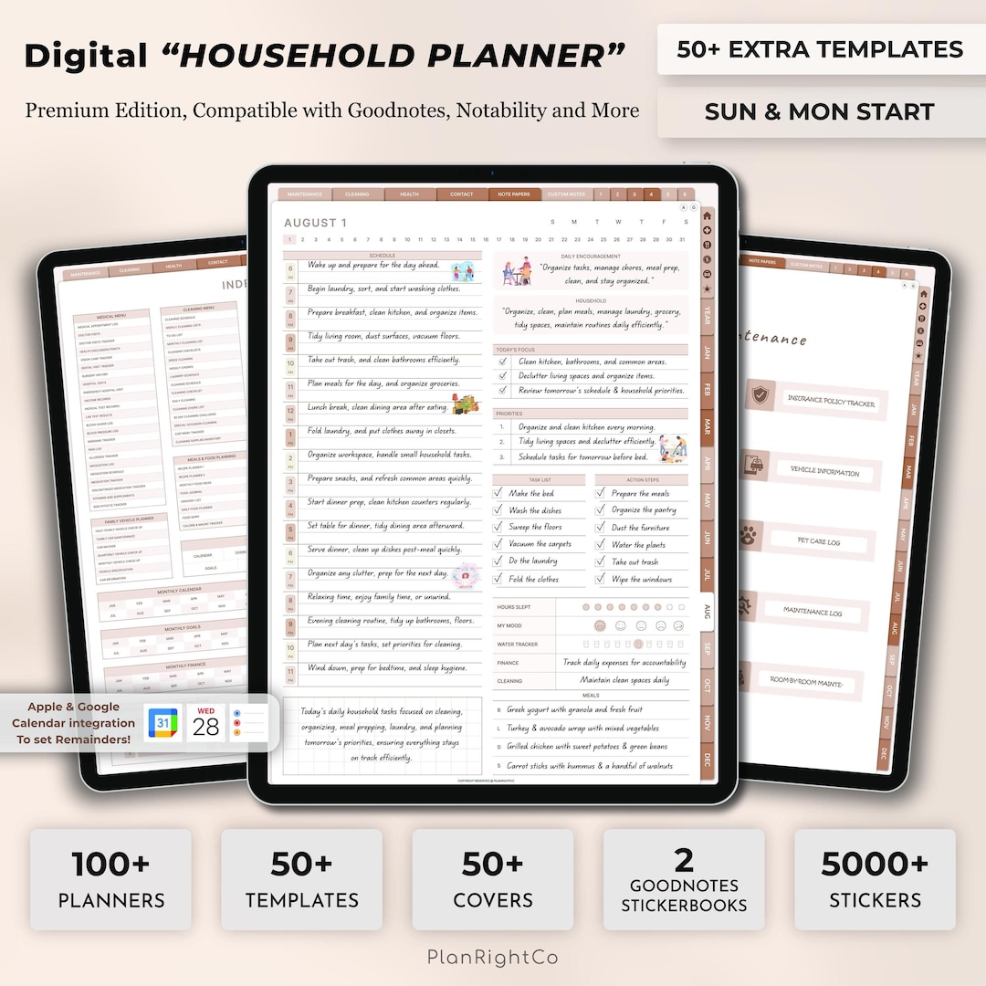 Digital Household Planner, Household Management Binder, Life Organizer ...