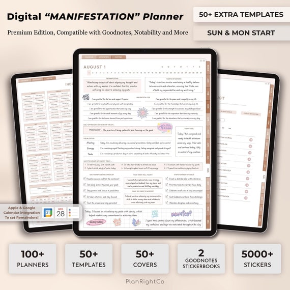 Digital Manifestation Journal, Manifestation Journal, Law of Attraction Journal, Gratitude, Shadow Work, Vision Board, Mindfulness journal