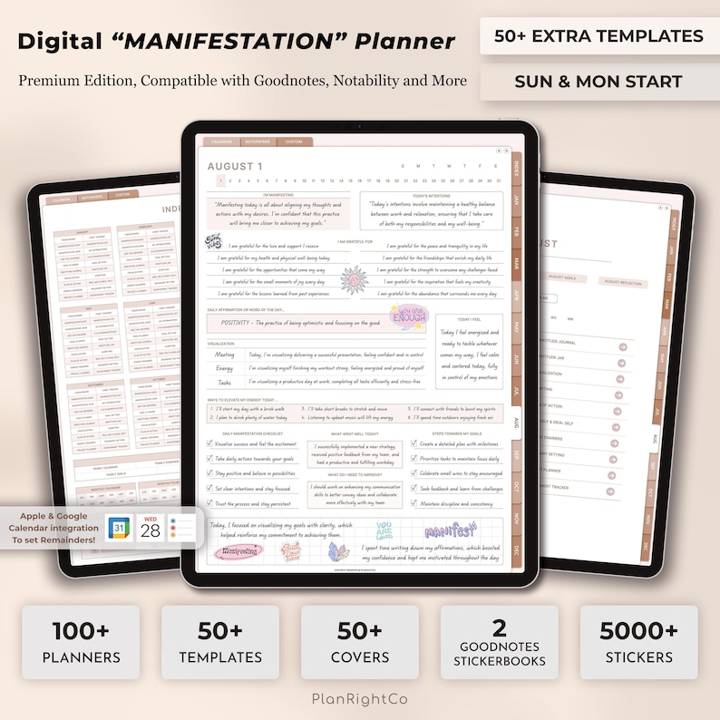 Digital manifestationsdagbok, manifestationsdagbok, attraktionslagens dagbok, tacksamhet, skuggarbete, visionstavla, mindfulnessdagbok bild 1