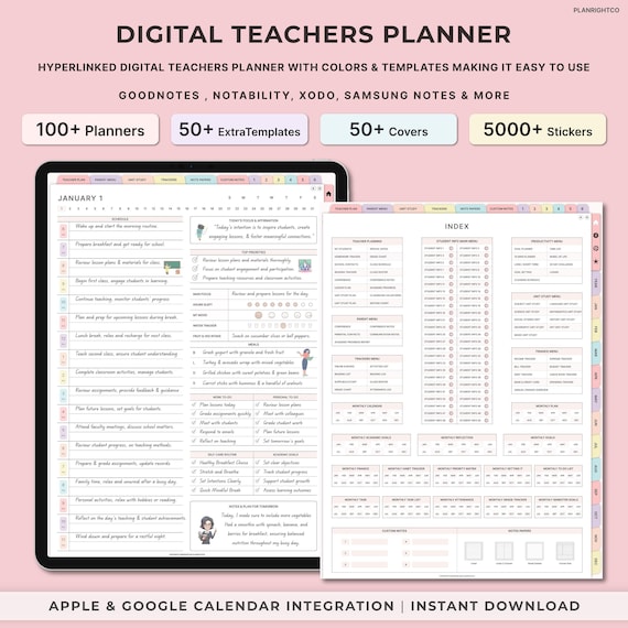 Digital Academic Planner, Teacher Planner, Lesson Planner, Back to School, Teaching Planner, Goodnotes Planner, teacher templates, ipad plan