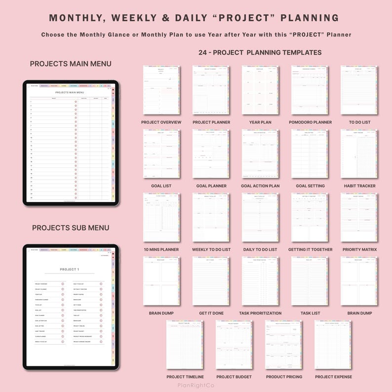 Digital Productivity Planner, Project Planner, Goodnotes Ipad, Project ...