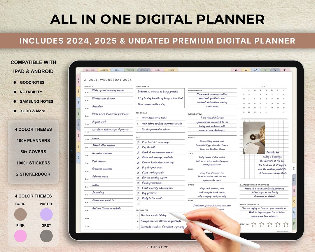 Digital Planner 2024 2025 Undated | iPad Planner | Goodnotes Planner ...
