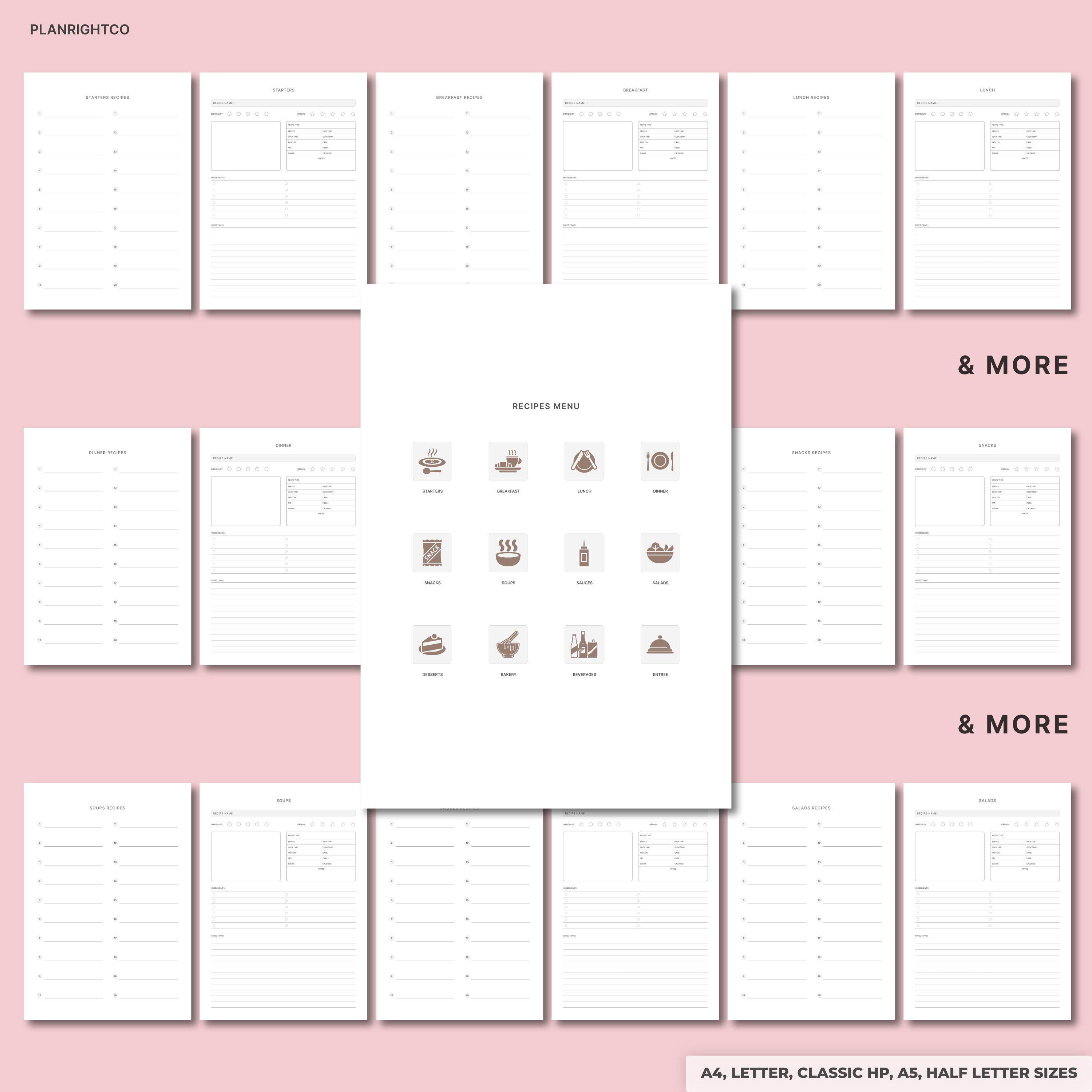 Recipe Build Chart.pdf Printable Recipe Book & Recipe Binder, Blank Recipe Pages, Cookbook ...