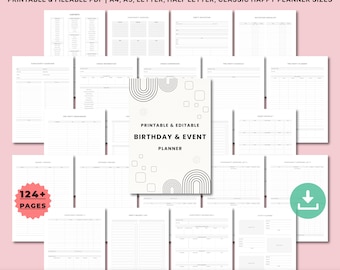 Planificador de cumpleaños y eventos imprimible / Carpeta de planificación de fiestas, seguimiento de lista de invitados, presupuesto, menú, lista de verificación, organizador de fiestas para niños y adultos