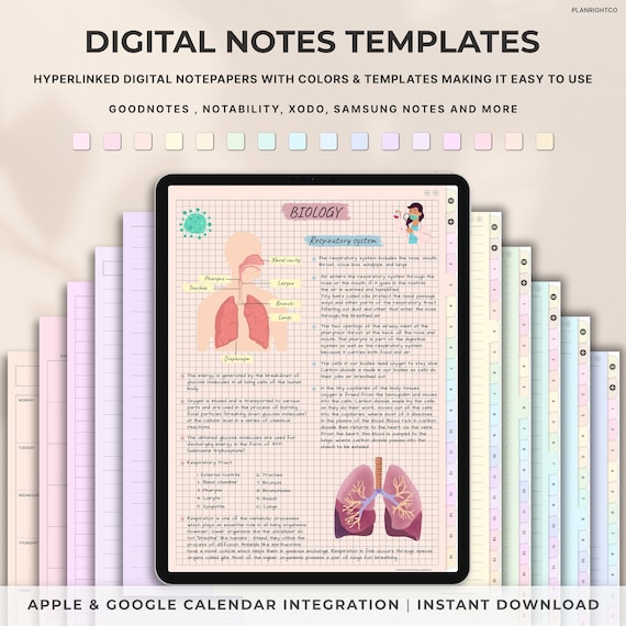 Digital Notebook with Tabs, Goodnotes Notebook, Student Notebook, Digital Notebooks, Digital Notes Templates, Note Taking Template, Journal