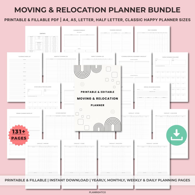 Moving & Relocation Planner Printable | Moving Checklist Binder ...