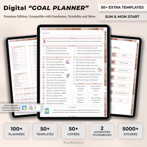 Digital Goal Planner, SMART Goals, Personal Growth, iPad Planner, Productivity Planner, Goal Tracker, Digital Goal Life Template, Goodnotes